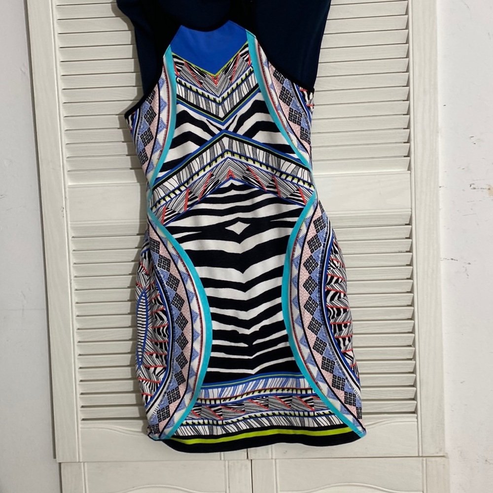 Express women’s dress multicolored stretch fabric knit